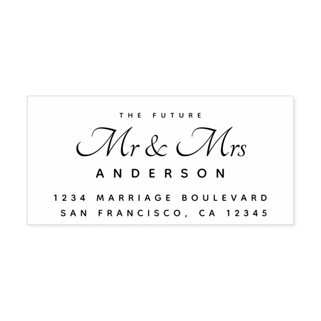 Chic Script Future Mr. Wedding Rücksendeadresse Gummistempel (Prägung)