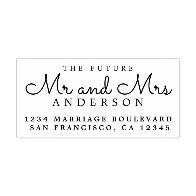 Chic Script Future Mr. Wedding Rücksendeadresse Gummistempel (Prägung)