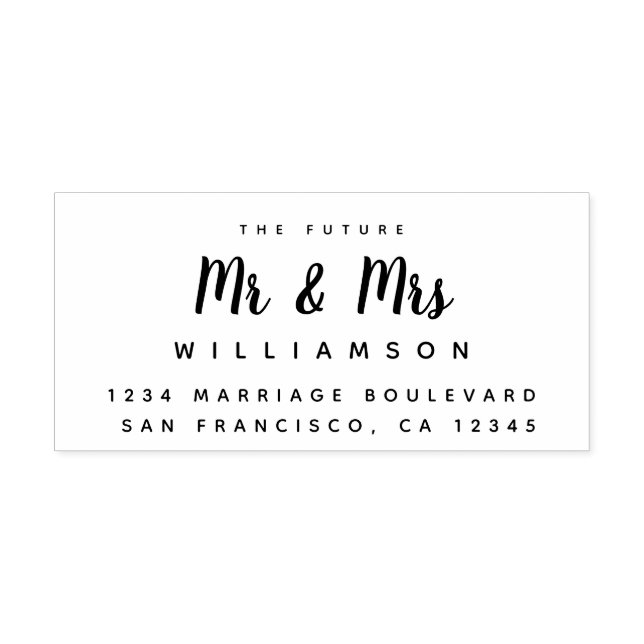 Chic Script Future Mr. Wedding Rücksendeadresse Gummistempel (Prägung)