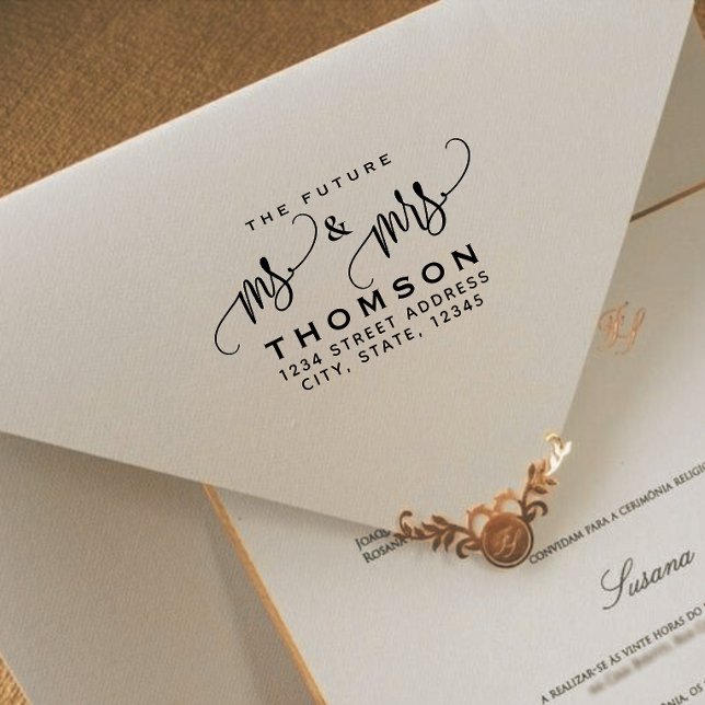 Chic Script Future Mr. Wedding Rücksendeadresse Gummistempel (Von Creator hochgeladen)