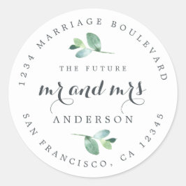 Chic Script Future Mr. Wedding Rücksendeadresse Runder Aufkleber
