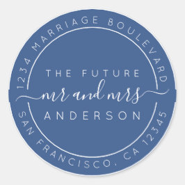 Chic Script Future Mr. Wedding Rücksendeadresse Runder Aufkleber
