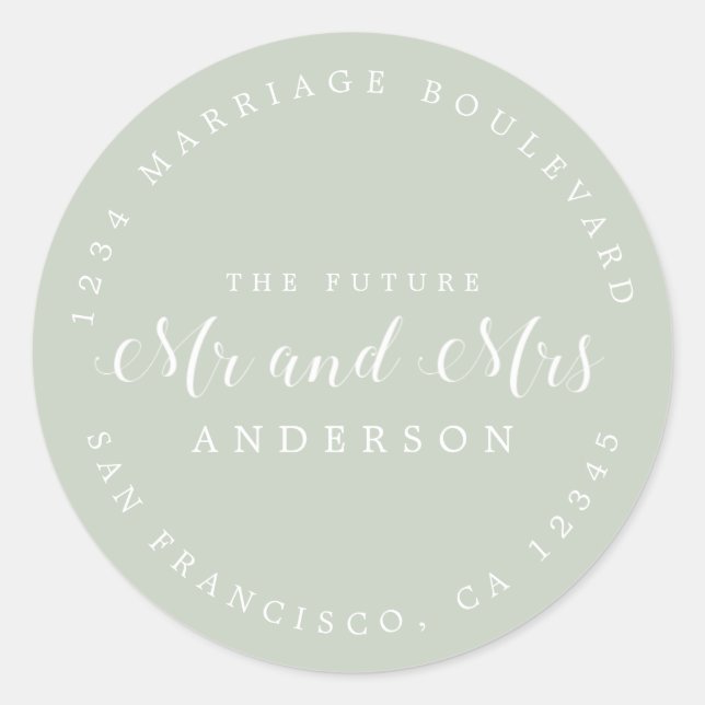 Chic Script Future Mr. Wedding Rücksendeadresse Runder Aufkleber (Vorderseite)
