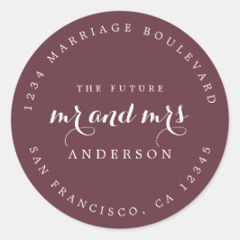 Chic Script Future Mr. Wedding Rücksendeadresse Runder Aufkleber