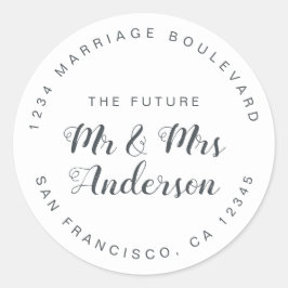Chic Script Future Mr. Wedding Rücksendeadresse Runder Aufkleber