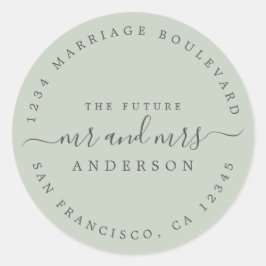 Chic Script Future Mr. Wedding Rücksendeadresse Runder Aufkleber