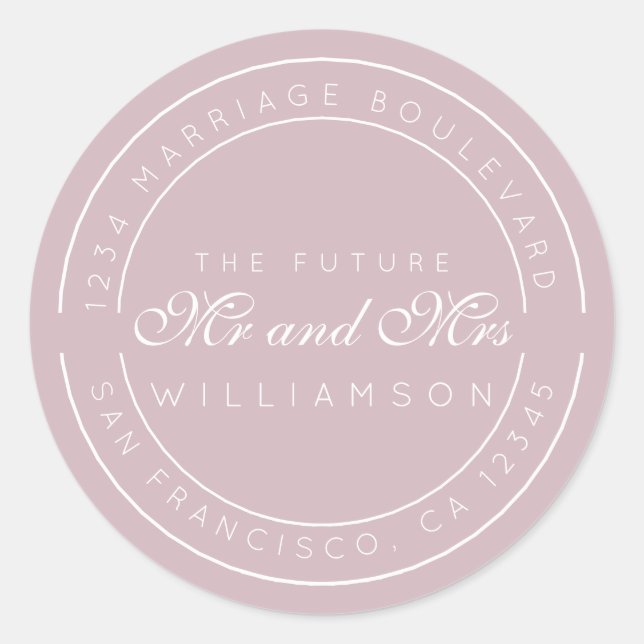 Chic Script Future Mr. Wedding Rücksendeadresse Runder Aufkleber (Vorderseite)
