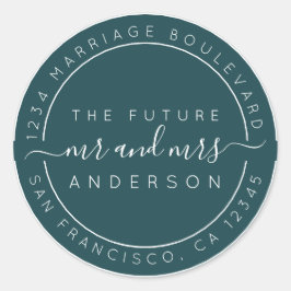 Chic Script Future Mr. Wedding Rücksendeadresse Runder Aufkleber