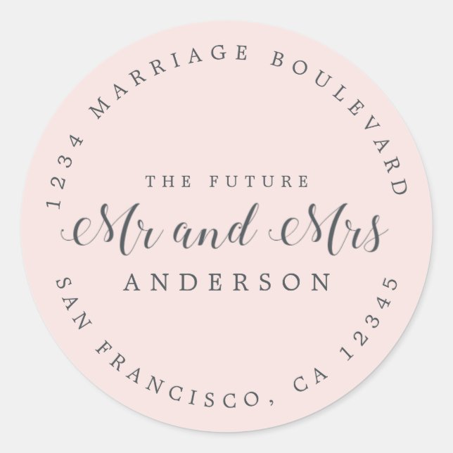 Chic Script Future Mr. Wedding Rücksendeadresse Runder Aufkleber (Vorderseite)
