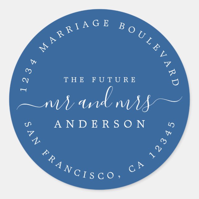 Chic Script Future Mr. Wedding Rücksendeadresse Runder Aufkleber (Vorderseite)