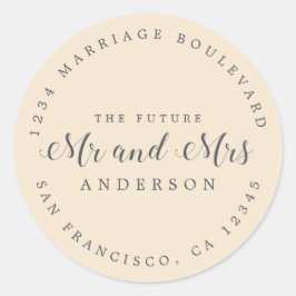 Chic Script Future Mr. Wedding Rücksendeadresse Runder Aufkleber
