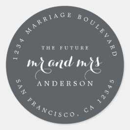 Chic Script Future Mr. Wedding Rücksendeadresse Runder Aufkleber