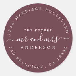 Chic Script Future Mr. Wedding Rücksendeadresse Runder Aufkleber