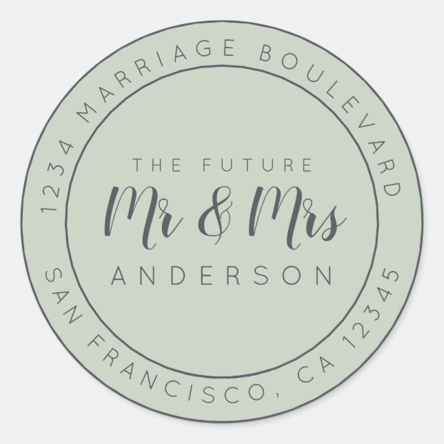 Chic Script Future Mr. Wedding Rücksendeadresse Runder Aufkleber (Vorderseite)