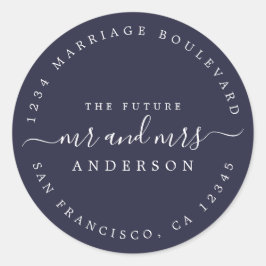 Chic Script Future Mr. Wedding Rücksendeadresse Runder Aufkleber