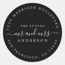 Chic Script Future Mr. Wedding Rücksendeadresse Runder Aufkleber