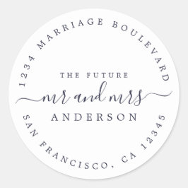 Chic Script Future Mr. Wedding Rücksendeadresse Runder Aufkleber