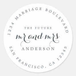 Chic Script Future Mr. Wedding Rücksendeadresse Runder Aufkleber