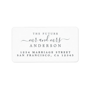Chic Script Future Mr. White Wedding Address Adressaufkleber
