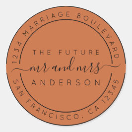 Chic Script Future Rücksendeadresse Orange Runder Aufkleber