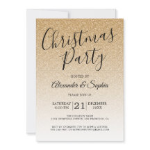 Chic Script Gold Glitzer Ombre Party