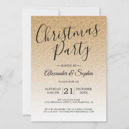 Chic Script Gold Glitzer Ombre Party Einladung
