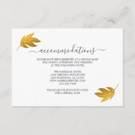 Chic Script Gold Leaf Hochzeitsinformationen Begleitkarte