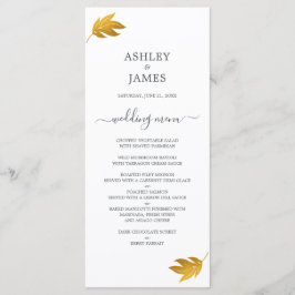 Chic Script Gold Leaf Minimale Hochzeit Menükarte