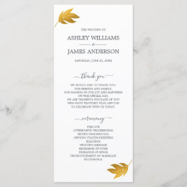 Chic Script Gold Leaf Minimale Hochzeit Programm