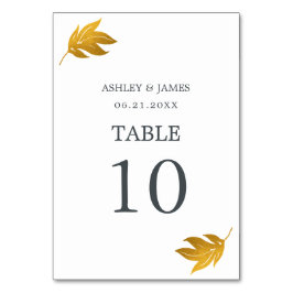 Chic Script Gold Leaf Minimale Hochzeit Tischnummer