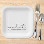 Chic Script Graduation Party Pappteller<br><div class="desc">Chic Graduation Party Papier Teller mit "Graduate" in einer modernen Drehbuch und den Namen und Klasse Jahr des Grafen in einfachen Typografie.</div>