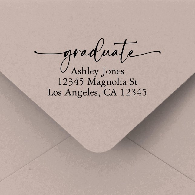 Chic Script Graduation Return Address Permastempel (Von Creator hochgeladen)