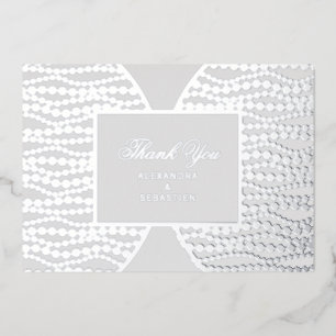 Chic Script Gray Pearl Silver Foil Danke Karte