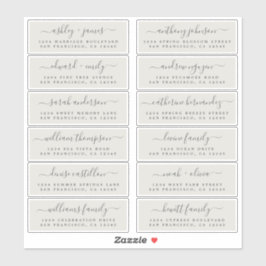 Chic Script Gray Wedding Guest Address Labels