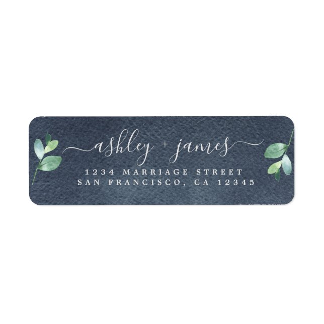 Chic Script Green Foliage Wedding Rücksendeadresse (Vorne)