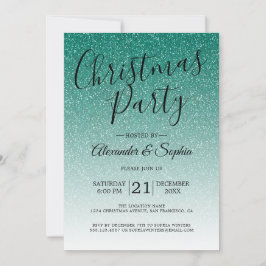 Chic Script Green Glitzer Ombre Party Einladung