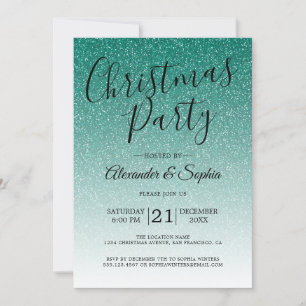 Chic Script Green Glitzer Ombre Party Einladung