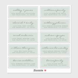 Chic Script Green Mariage Étiquette de adresse inv