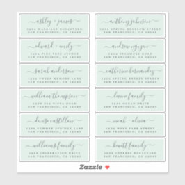 Chic Script Green Wedding Guest Address Labels