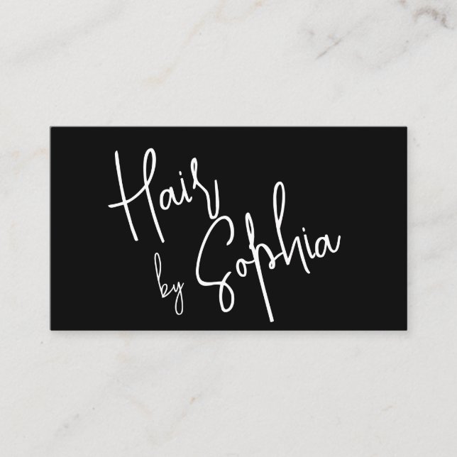 Chic Script Hair Stylist Black Visitenkarte (Vorderseite)