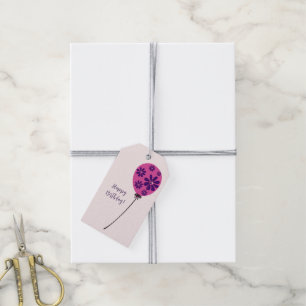 Chic Script Happy Birthday! Pink Balloon Geschenkanhänger