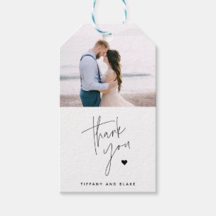 Chic Script Heart Wedding Vielen Dank Foto Geschen Geschenkanhänger