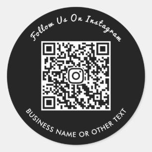Chic Script Instagram QR Code Folge uns Social Runder Aufkleber