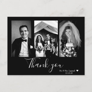 Chic Script Lettered Wedding Vielen Dank Postkarte
