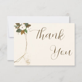Chic Script Liebe Braun und Cream Floral Hochzeit Dankeskarte