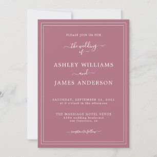 Chic Script Lila Cassis Hochzeitseinladung Einladung