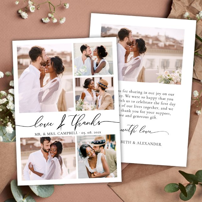 Chic Script Love et Merci Photo Collage Mariage (Créateur téléchargé)