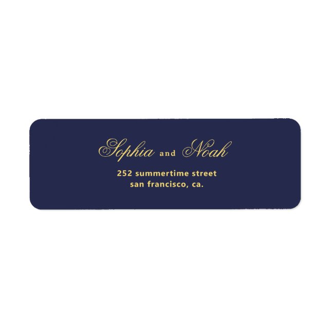 Chic Script Marine Hochzeit Rücksendeadresse (Vorne)