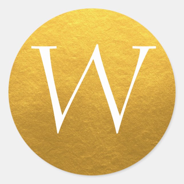 Chic Script Monogram Gold Label Runder Aufkleber (Vorderseite)