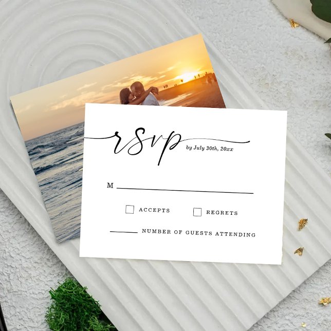 Chic Script Monogramm Hochzeitsantwortkarte Save The Date (Von Creator hochgeladen)